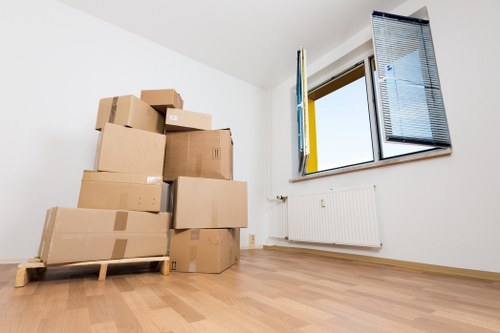 Boxes and furniture being loaded for a man and van service in Pimlico