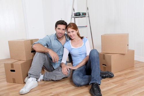 Moving van supporting a flat move in a Pimlico residential street